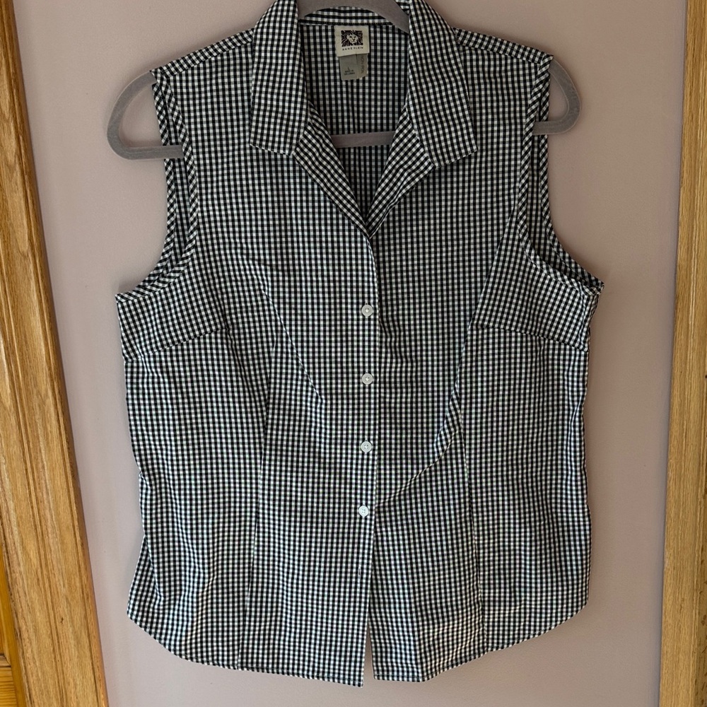 Ann Klein Gingham Top